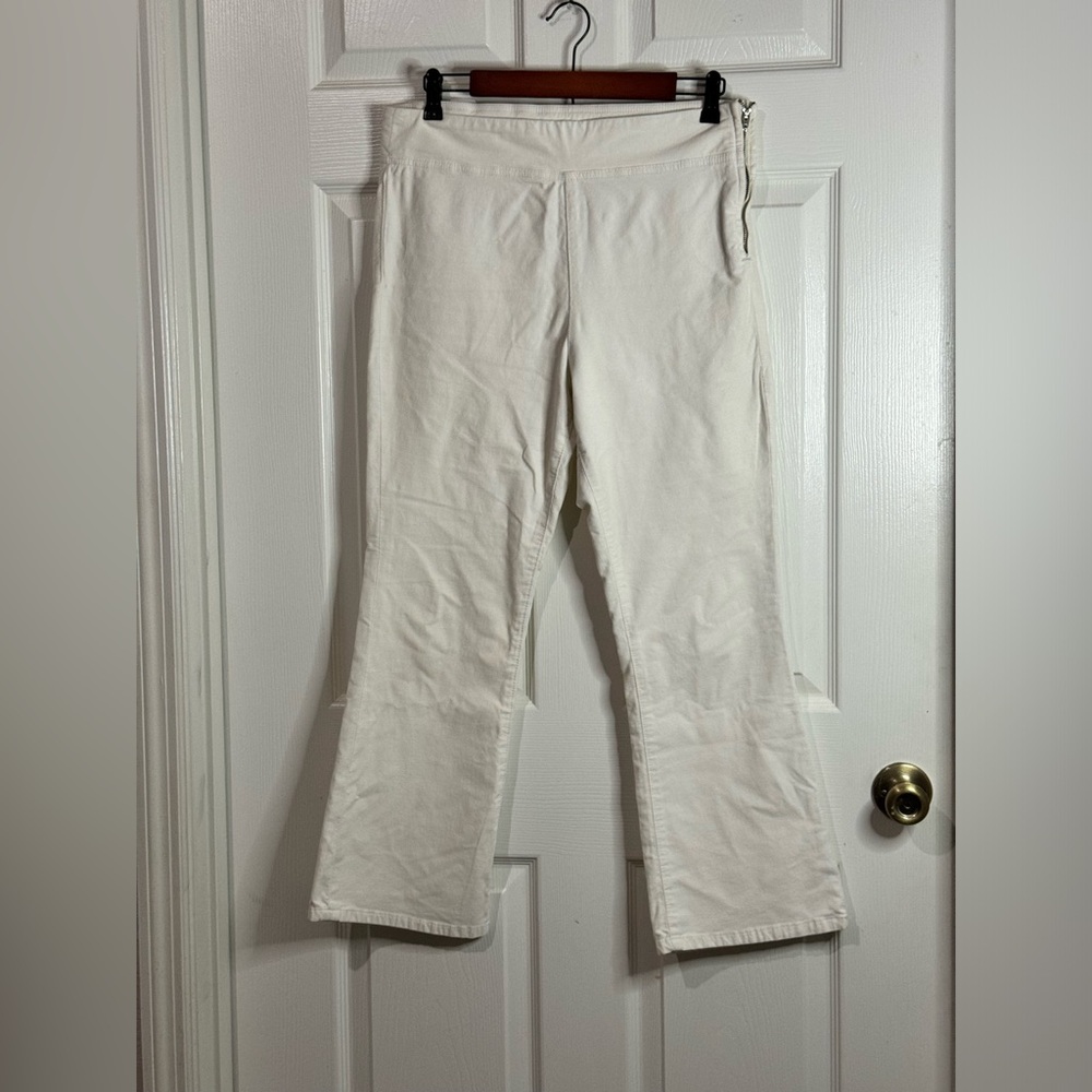 Free People White Soft Denim Flare Pants Size M
